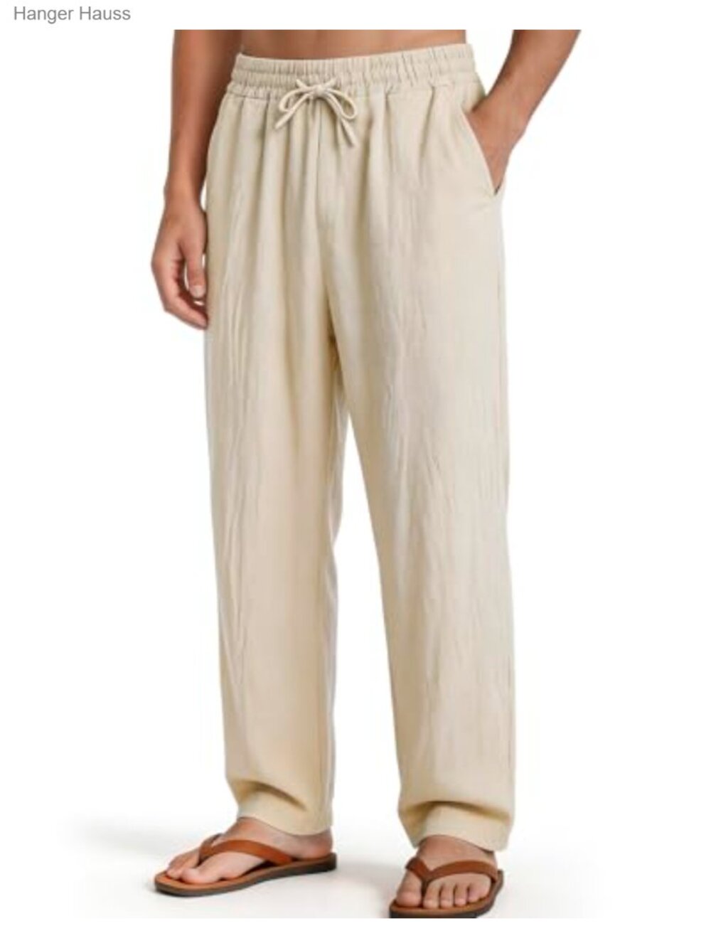 Cotton Linen Blend Drawstring Lounge Pants with Pockets